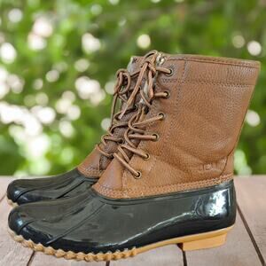 JBU by Jambu Maplewood Water-Resistant Lace-up Duck Boot Size 9.5 Brown Sherpa